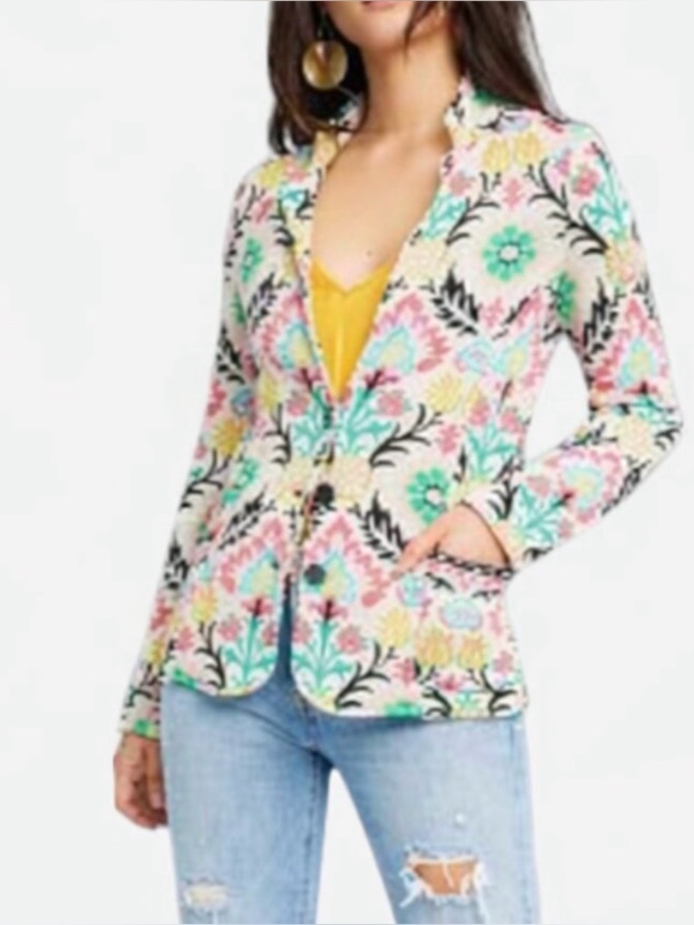 Aldo Martins Floral Pattern Open-Front Blazer jacket Anthropologie Spain